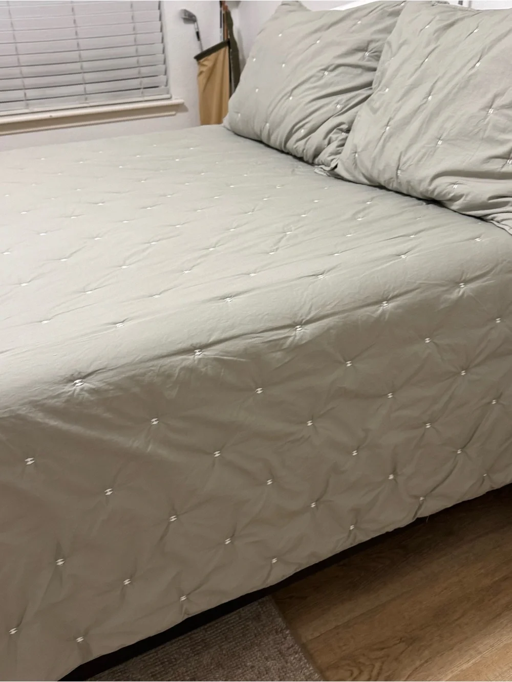 West Elm Taupe Dot-Tufted Cotton Duvet Cover Set